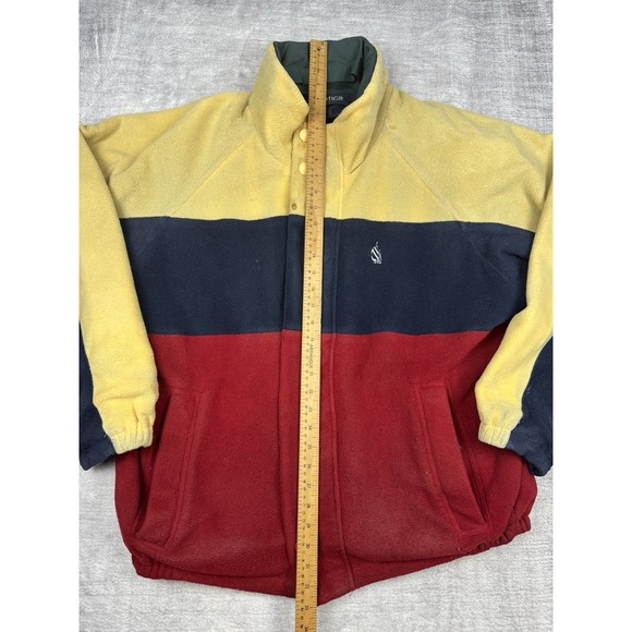 Vtg NAUTICA Jacket Men's XL Blue Full Zip Fleece Sailing‎ Striped Reversible 90s - Picture 10 of 16